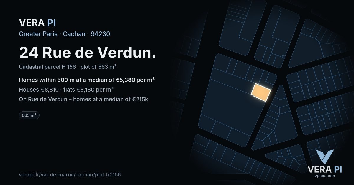 24 Rue de Verdun, Cachan at night – the plot lit, the parcels around coloured by the prices near them