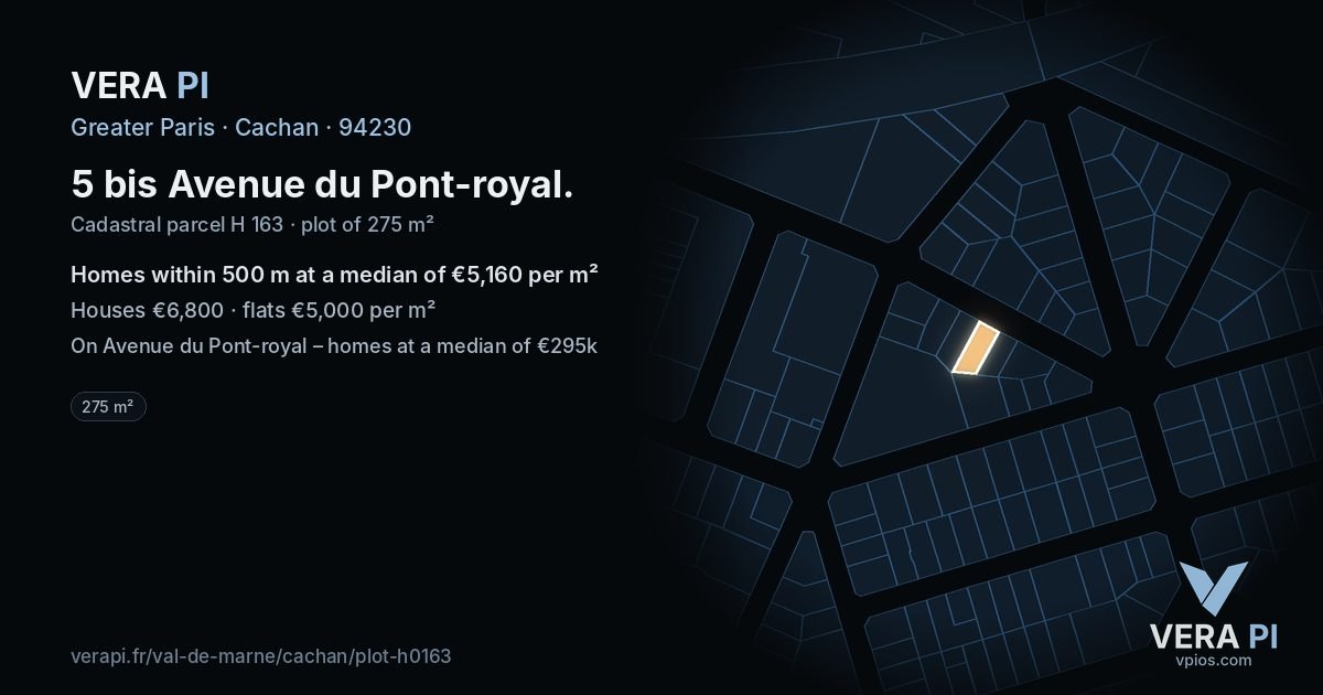 5 bis Avenue du Pont-royal, Cachan at night – the plot lit, the parcels around coloured by the prices near them
