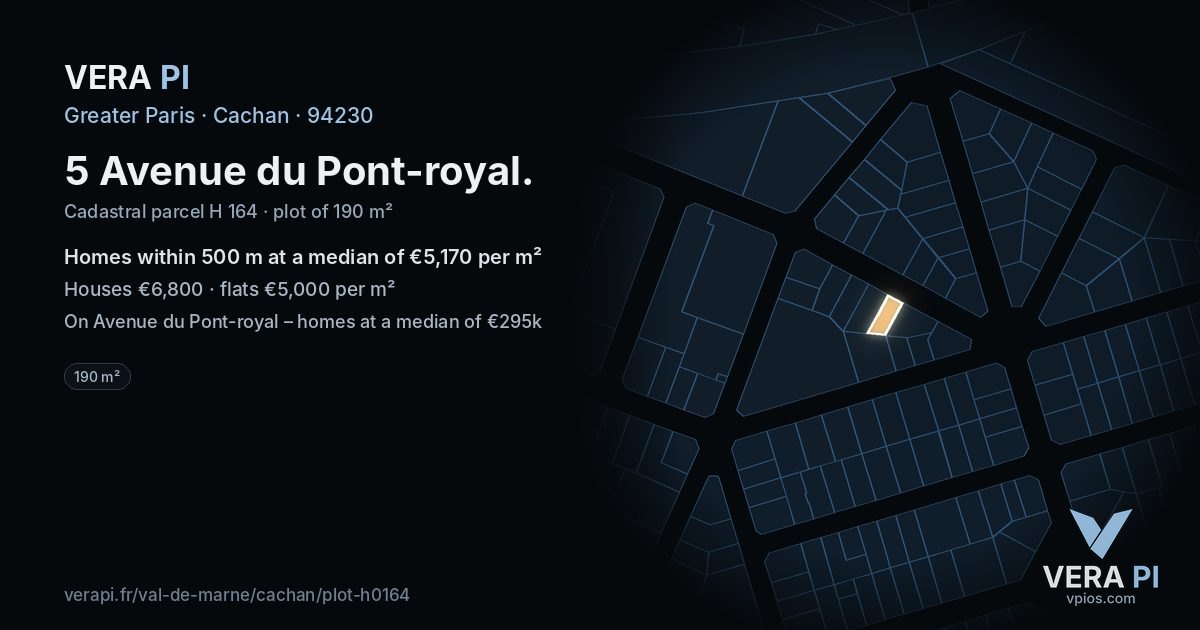 5 Avenue du Pont-royal, Cachan at night – the plot lit, the parcels around coloured by the prices near them