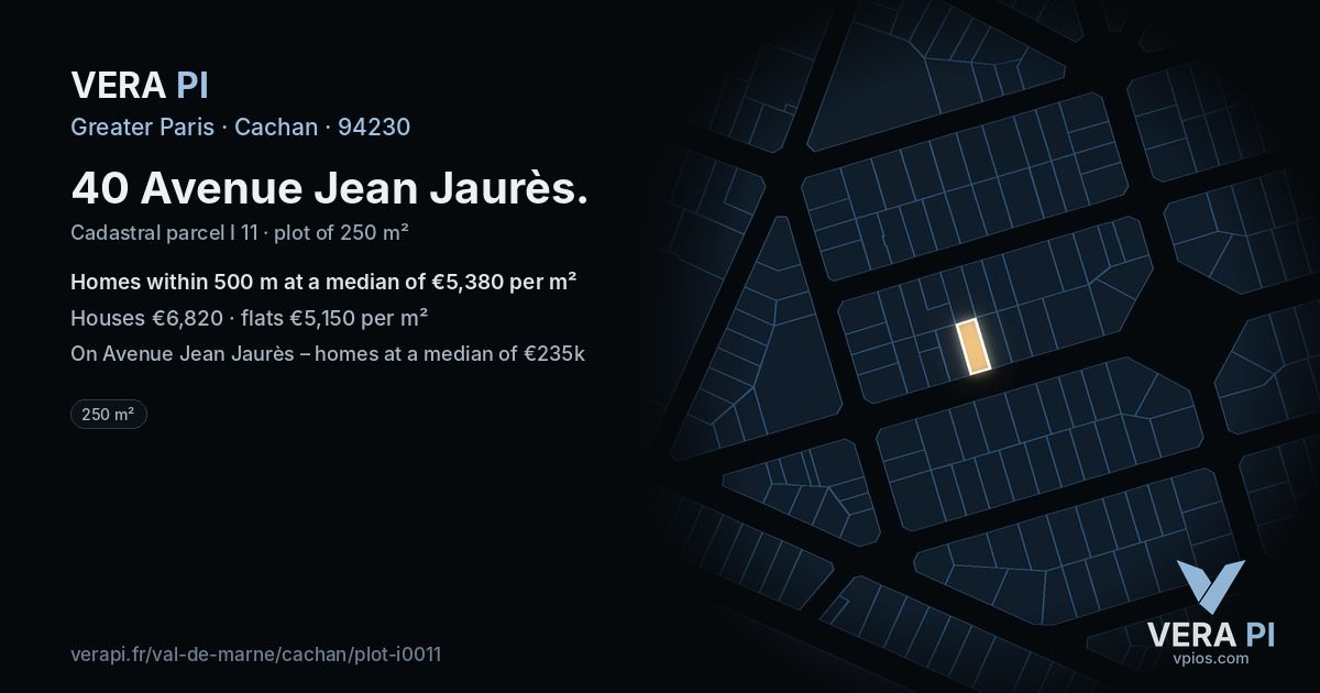 40 Avenue Jean Jaurès, Cachan at night – the plot lit, the parcels around coloured by the prices near them
