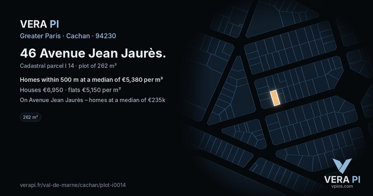 46 Avenue Jean Jaurès, Cachan at night – the plot lit, the parcels around coloured by the prices near them