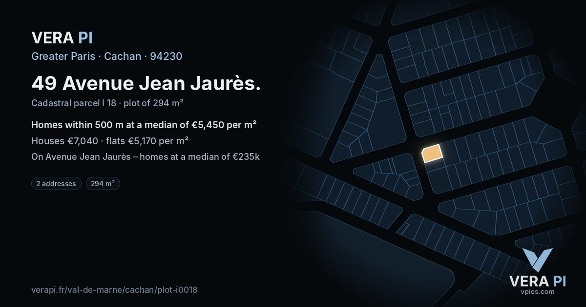 49 Avenue Jean Jaurès, Cachan at night – the plot lit, the parcels around coloured by the prices near them
