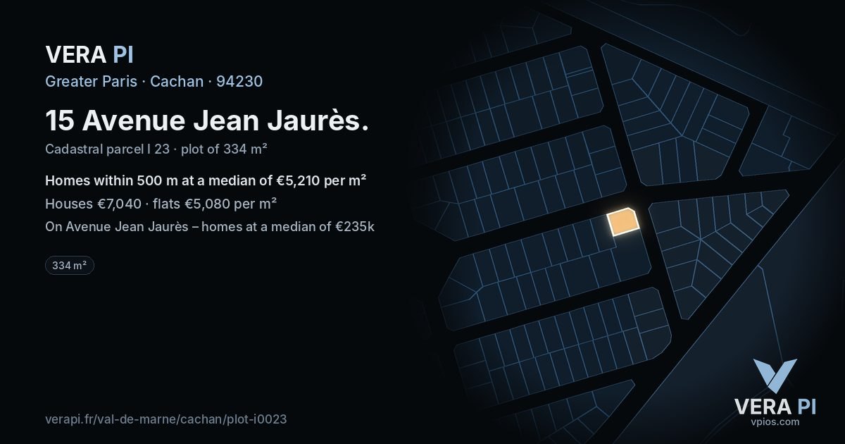 15 Avenue Jean Jaurès, Cachan at night – the plot lit, the parcels around coloured by the prices near them