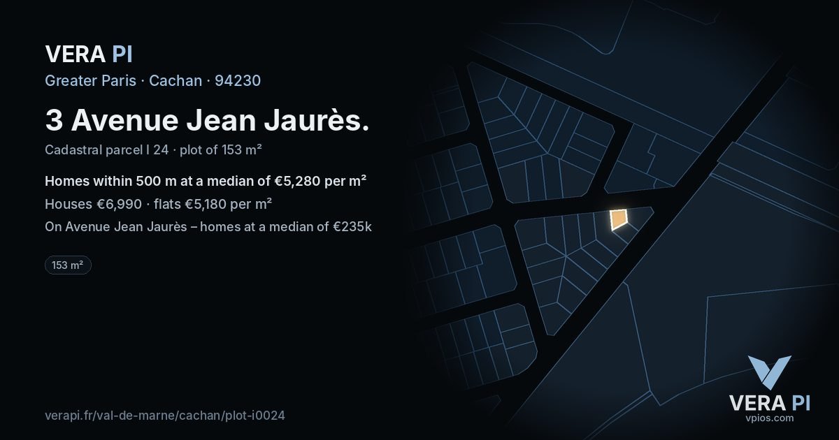 3 Avenue Jean Jaurès, Cachan at night – the plot lit, the parcels around coloured by the prices near them