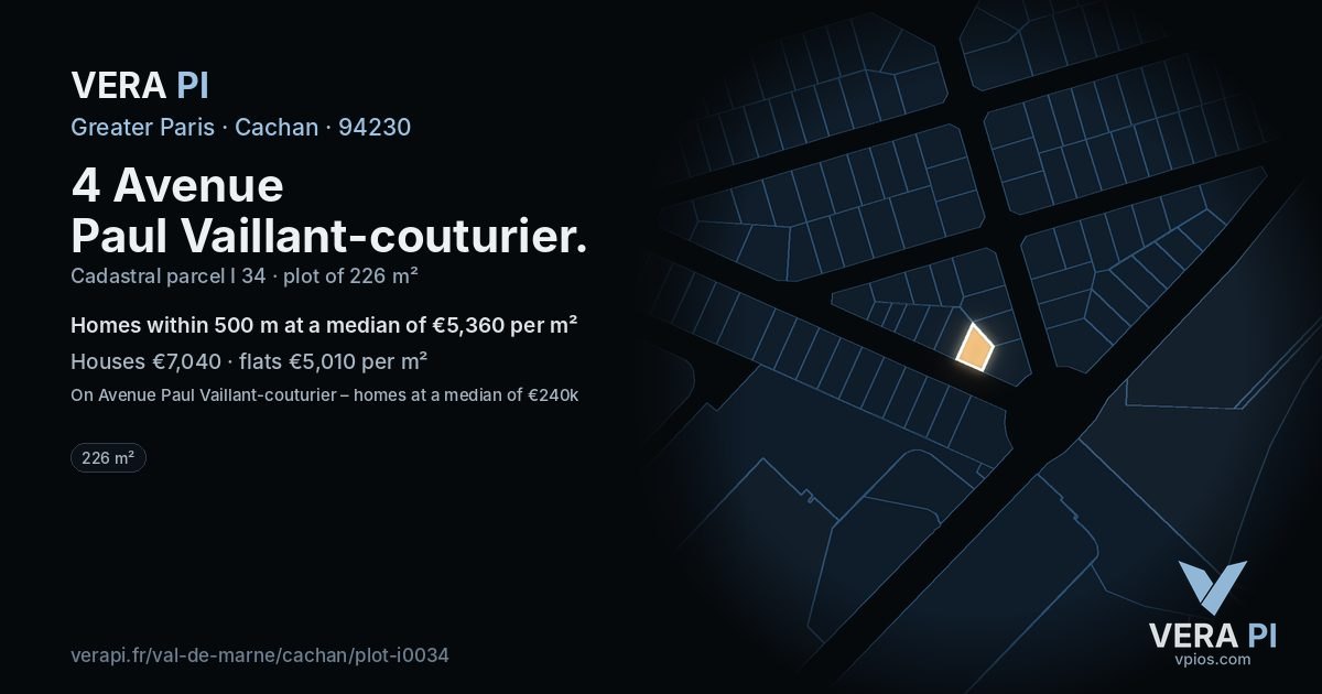 4 Avenue Paul Vaillant-couturier, Cachan at night – the plot lit, the parcels around coloured by the prices near them