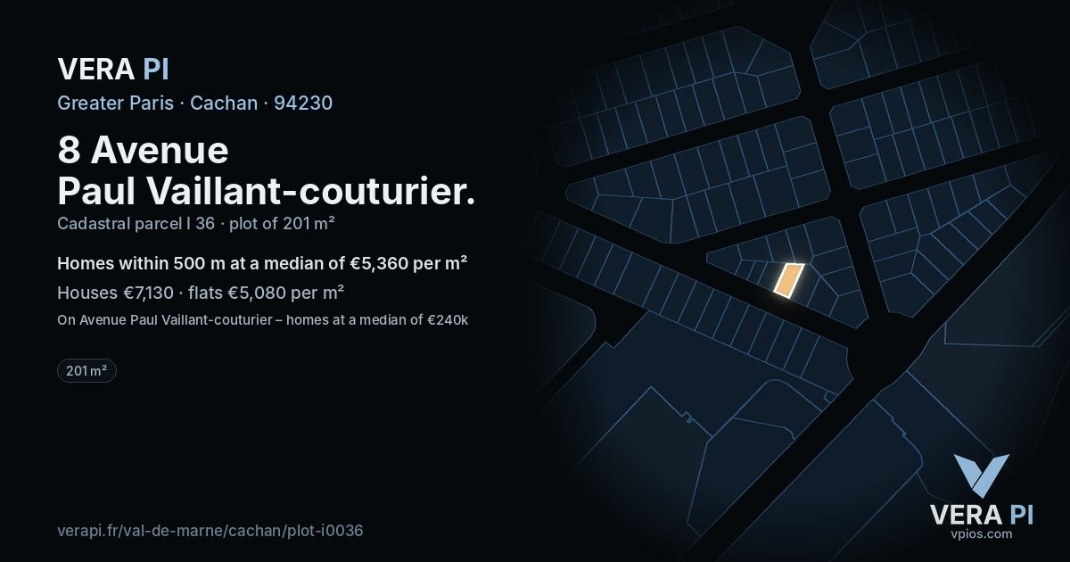 8 Avenue Paul Vaillant-couturier, Cachan at night – the plot lit, the parcels around coloured by the prices near them