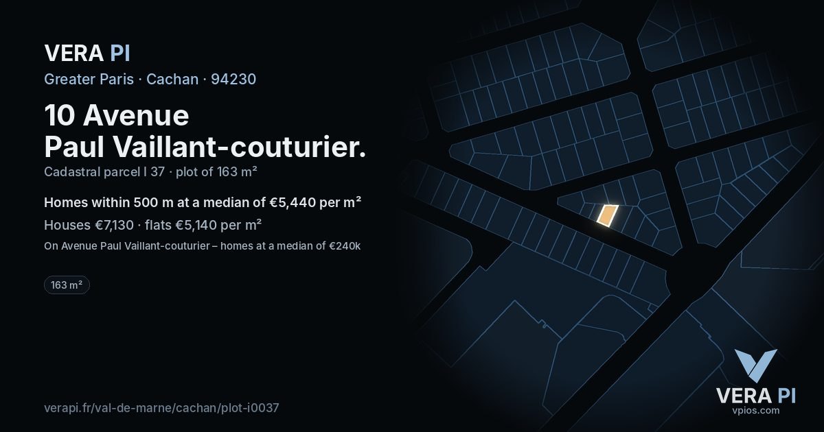 10 Avenue Paul Vaillant-couturier, Cachan at night – the plot lit, the parcels around coloured by the prices near them