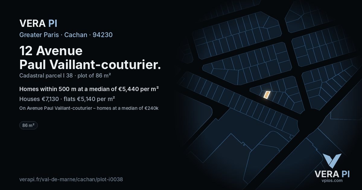 12 Avenue Paul Vaillant-couturier, Cachan at night – the plot lit, the parcels around coloured by the prices near them