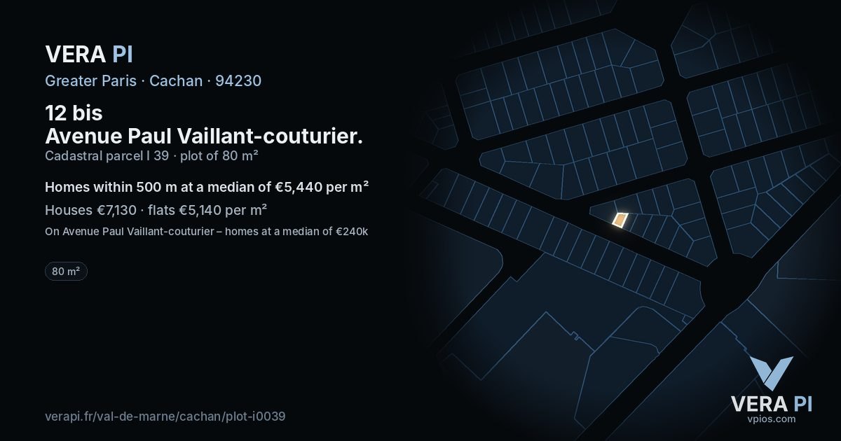 12 bis Avenue Paul Vaillant-couturier, Cachan at night – the plot lit, the parcels around coloured by the prices near them