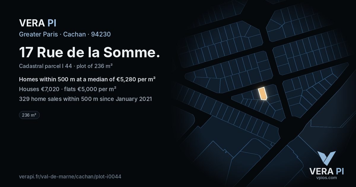 17 Rue de la Somme, Cachan at night – the plot lit, the parcels around coloured by the prices near them
