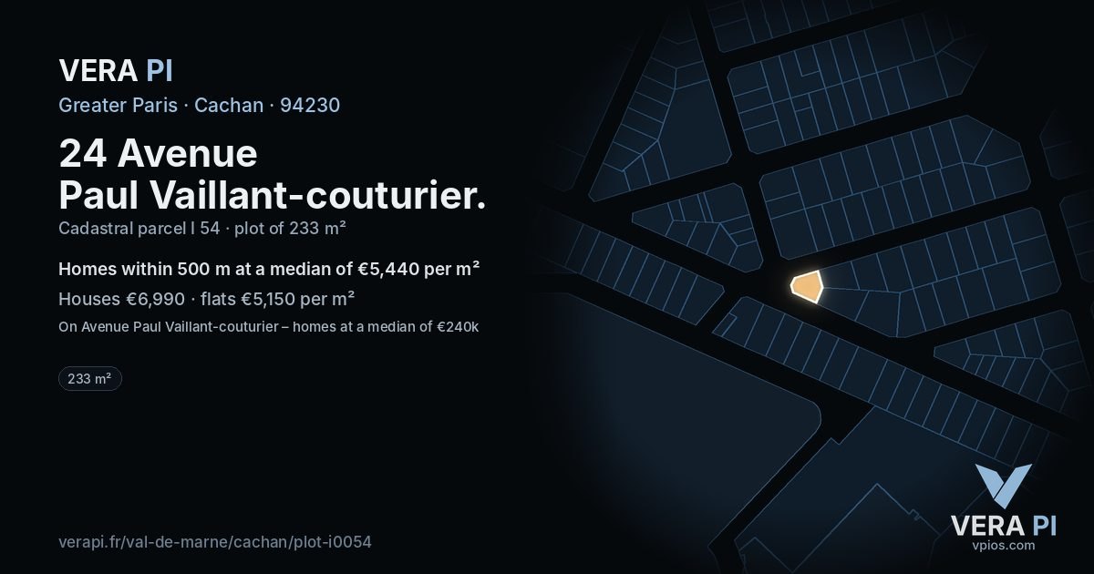 24 Avenue Paul Vaillant-couturier, Cachan at night – the plot lit, the parcels around coloured by the prices near them