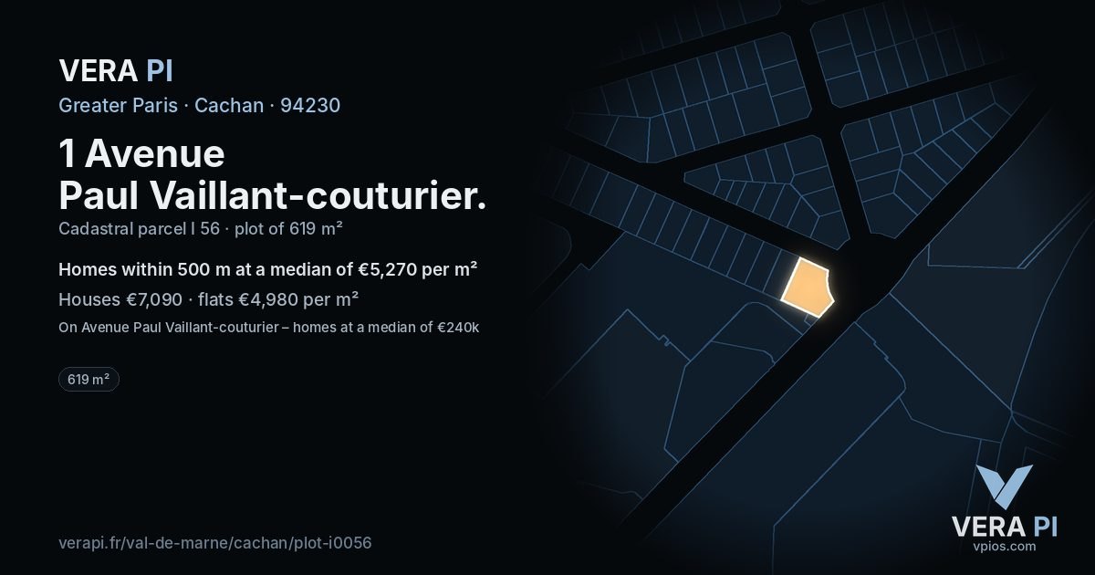1 Avenue Paul Vaillant-couturier, Cachan at night – the plot lit, the parcels around coloured by the prices near them