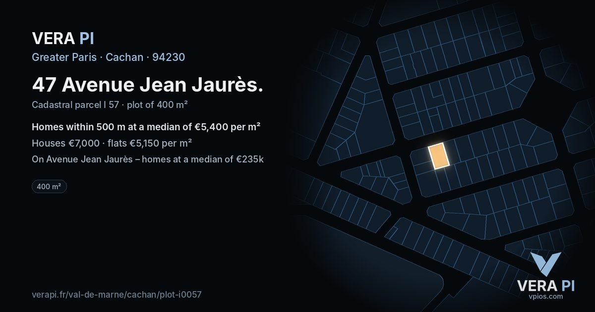 47 Avenue Jean Jaurès, Cachan at night – the plot lit, the parcels around coloured by the prices near them