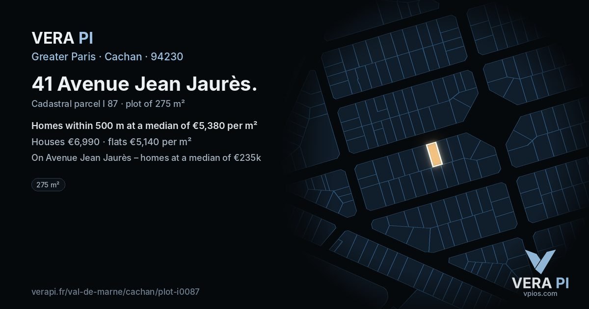 41 Avenue Jean Jaurès, Cachan at night – the plot lit, the parcels around coloured by the prices near them
