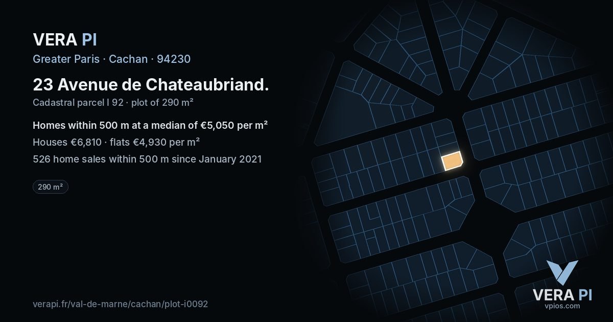 23 Avenue de Chateaubriand, Cachan at night – the plot lit, the parcels around coloured by the prices near them