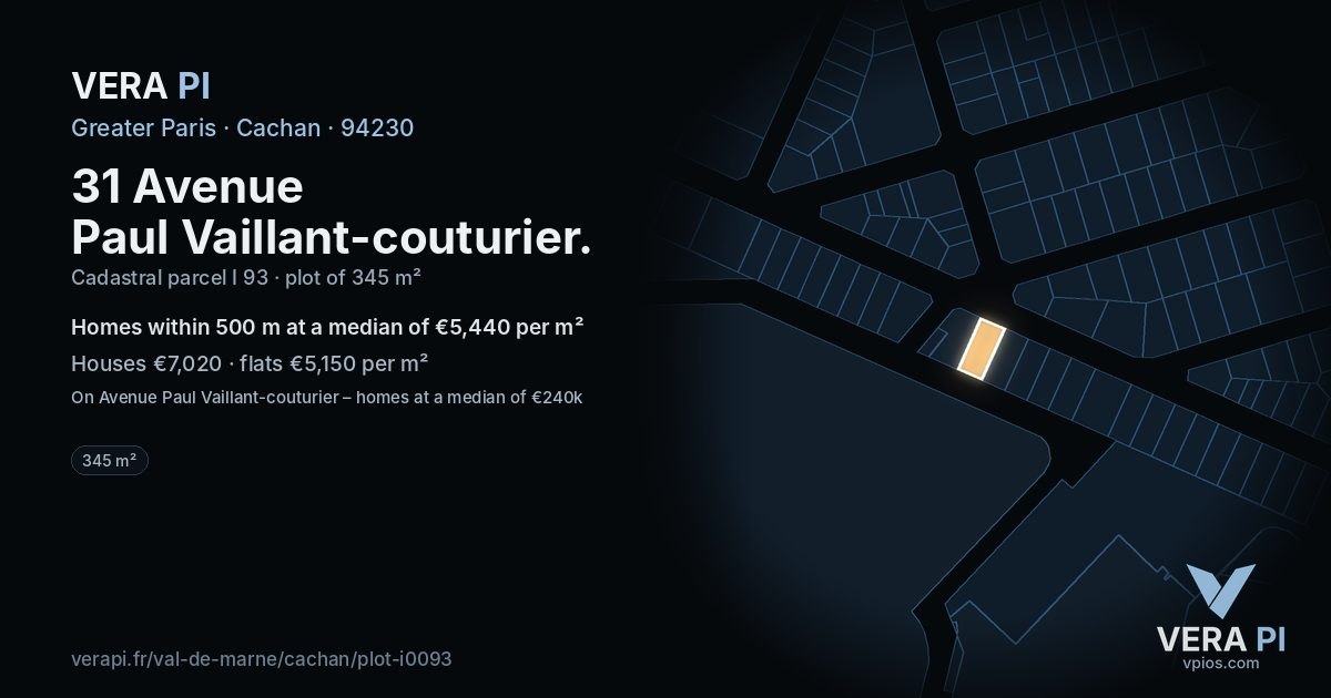 31 Avenue Paul Vaillant-couturier, Cachan at night – the plot lit, the parcels around coloured by the prices near them