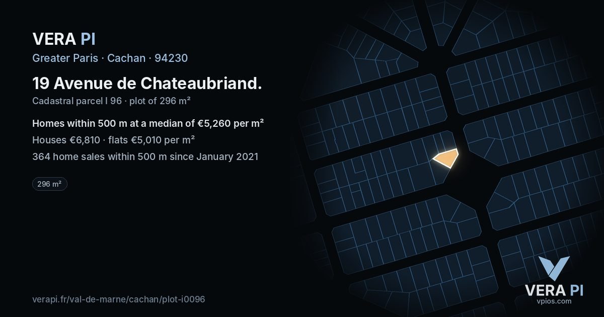 19 Avenue de Chateaubriand, Cachan at night – the plot lit, the parcels around coloured by the prices near them