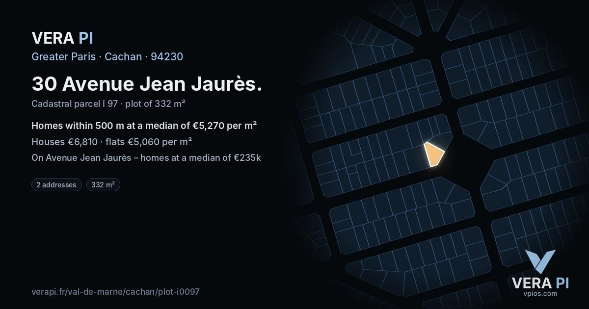 30 Avenue Jean Jaurès, Cachan at night – the plot lit, the parcels around coloured by the prices near them
