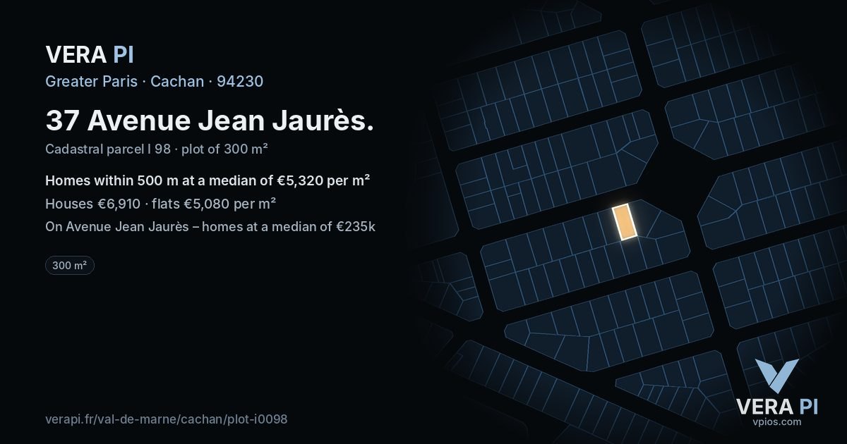 37 Avenue Jean Jaurès, Cachan at night – the plot lit, the parcels around coloured by the prices near them