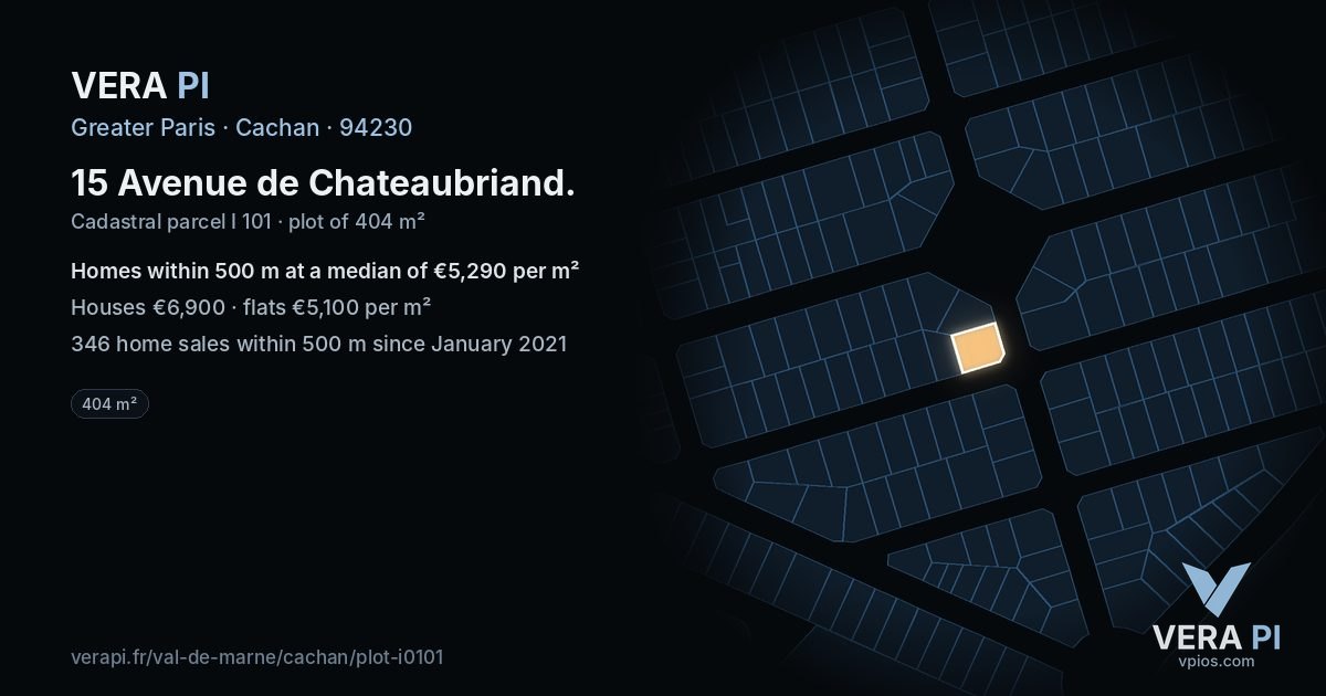 15 Avenue de Chateaubriand, Cachan at night – the plot lit, the parcels around coloured by the prices near them