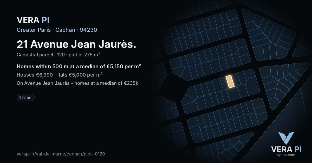 21 Avenue Jean Jaurès, Cachan at night – the plot lit, the parcels around coloured by the prices near them