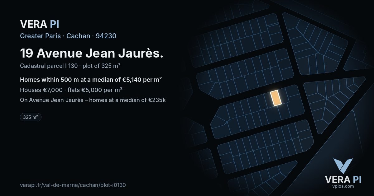 19 Avenue Jean Jaurès, Cachan at night – the plot lit, the parcels around coloured by the prices near them