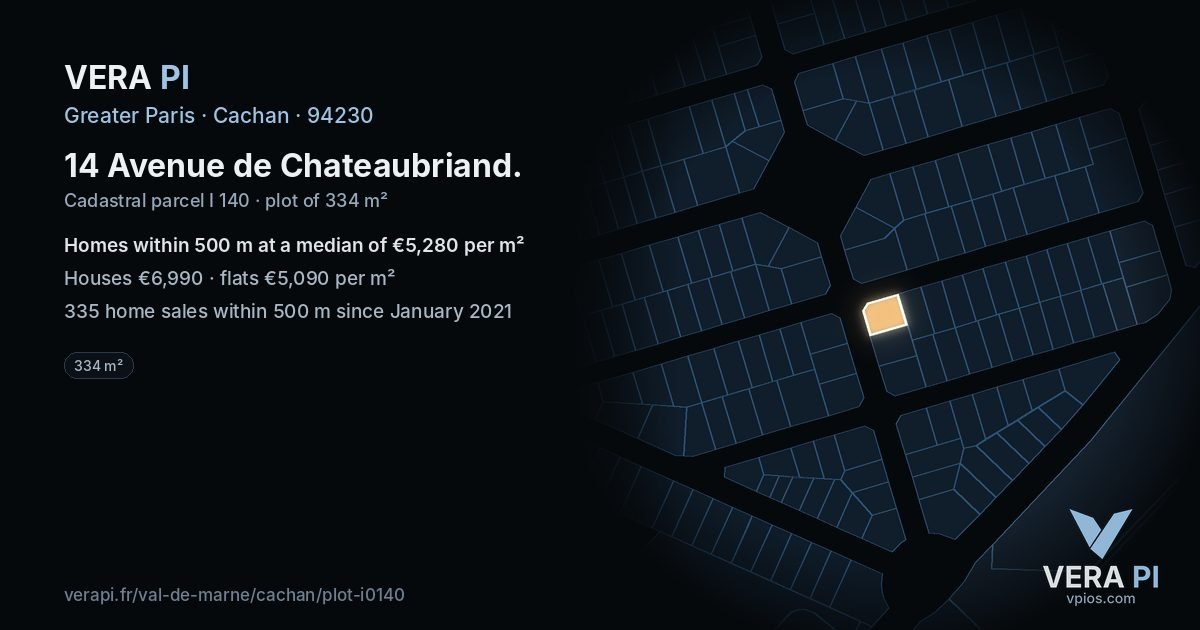 14 Avenue de Chateaubriand, Cachan at night – the plot lit, the parcels around coloured by the prices near them