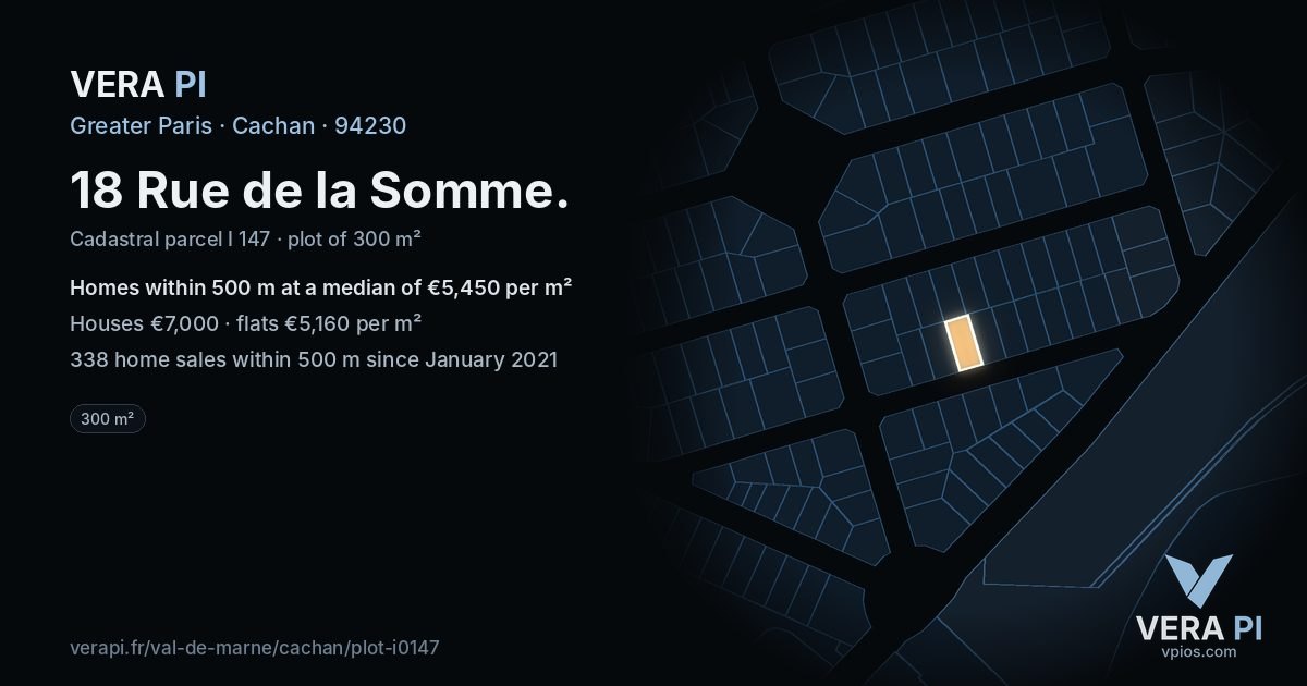 18 Rue de la Somme, Cachan at night – the plot lit, the parcels around coloured by the prices near them