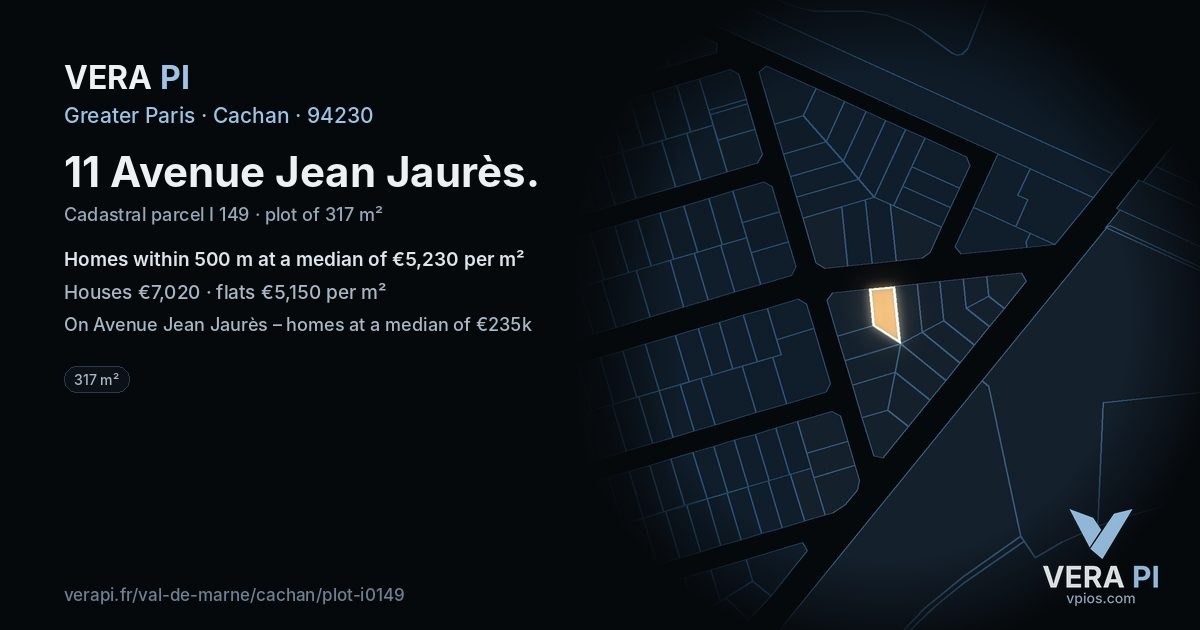 11 Avenue Jean Jaurès, Cachan at night – the plot lit, the parcels around coloured by the prices near them