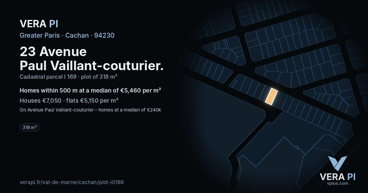23 Avenue Paul Vaillant-couturier, Cachan at night – the plot lit, the parcels around coloured by the prices near them