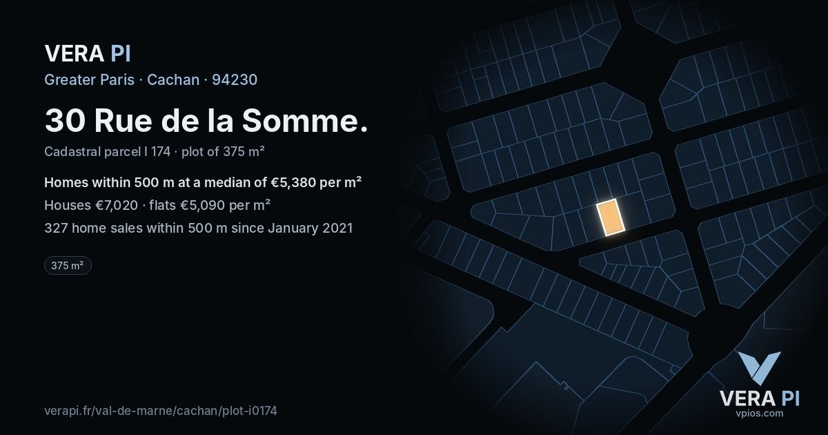 30 Rue de la Somme, Cachan at night – the plot lit, the parcels around coloured by the prices near them