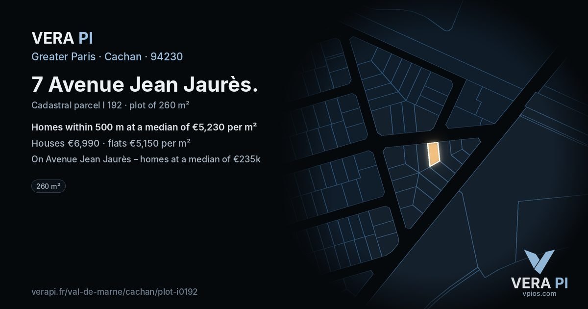 7 Avenue Jean Jaurès, Cachan at night – the plot lit, the parcels around coloured by the prices near them