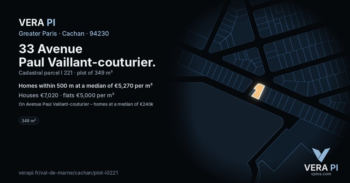 33 Avenue Paul Vaillant-couturier, Cachan at night – the plot lit, the parcels around coloured by the prices near them