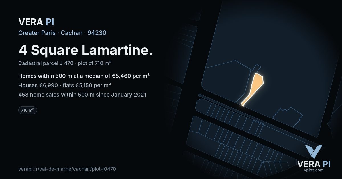 4 Square Lamartine, Cachan at night – the plot lit, the parcels around coloured by the prices near them