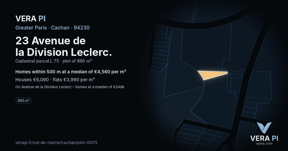 23 Avenue de la Division Leclerc, Cachan at night – the plot lit, the parcels around coloured by the prices near them