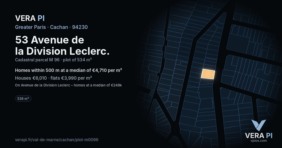 53 Avenue de la Division Leclerc, Cachan at night – the plot lit, the parcels around coloured by the prices near them