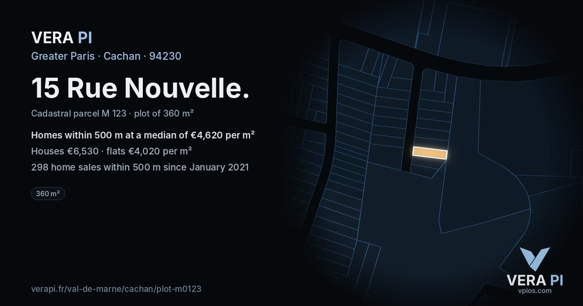 15 Rue Nouvelle, Cachan at night – the plot lit, the parcels around coloured by the prices near them