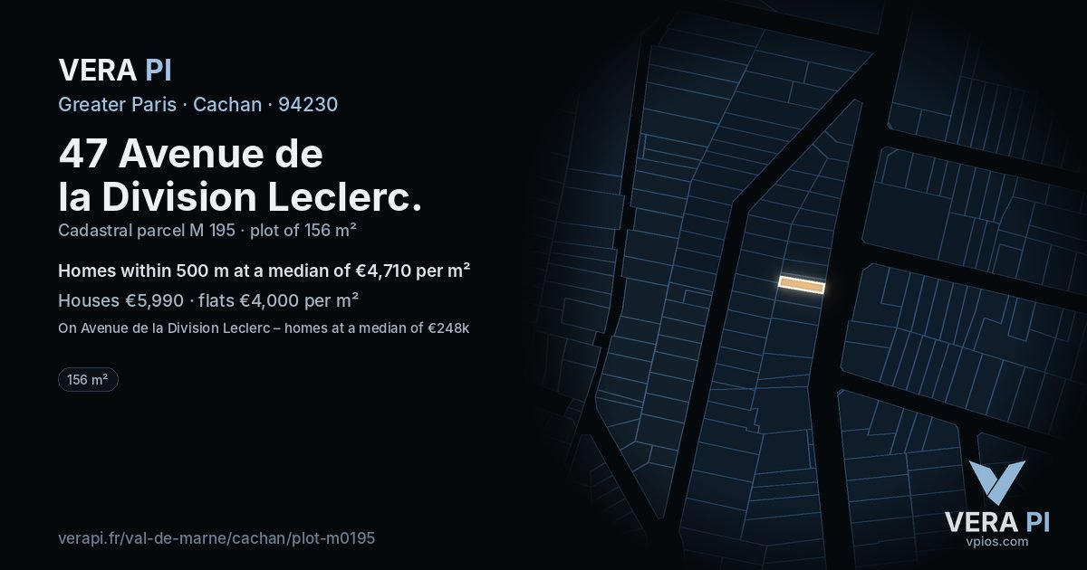 47 Avenue de la Division Leclerc, Cachan at night – the plot lit, the parcels around coloured by the prices near them