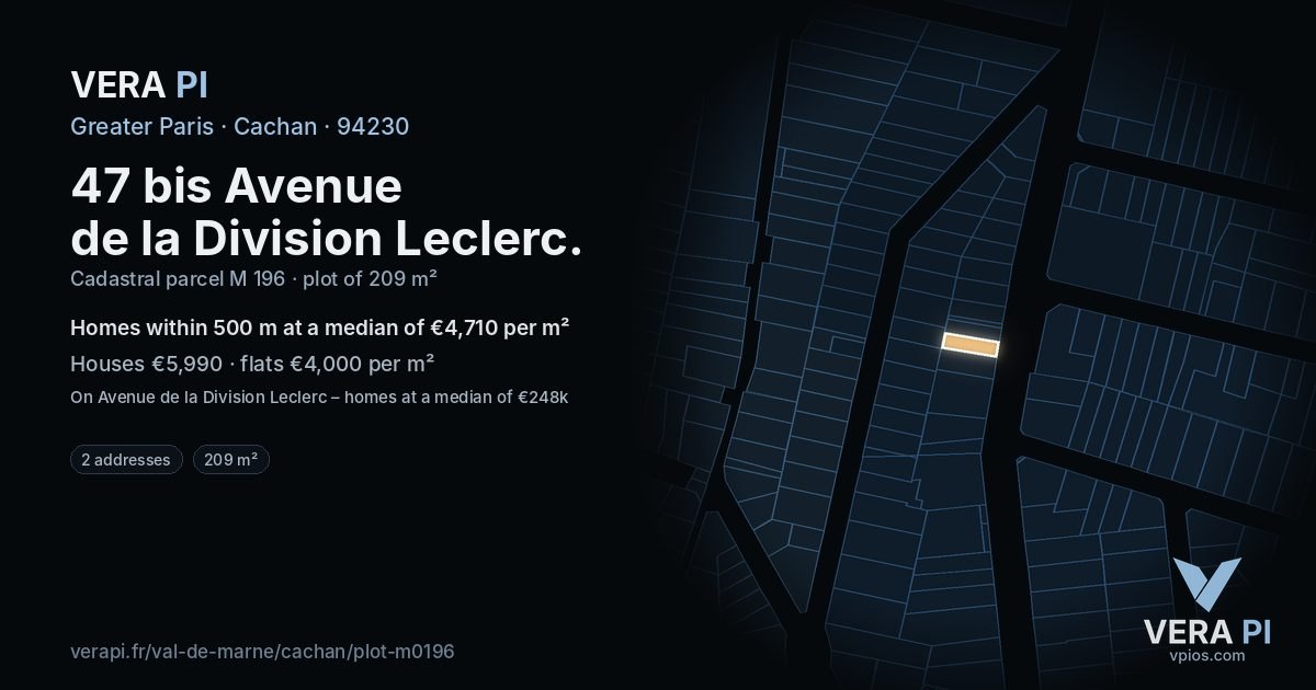 47 bis Avenue de la Division Leclerc, Cachan at night – the plot lit, the parcels around coloured by the prices near them