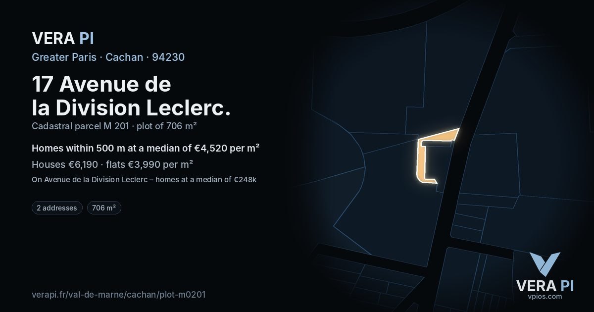 17 Avenue de la Division Leclerc, Cachan at night – the plot lit, the parcels around coloured by the prices near them