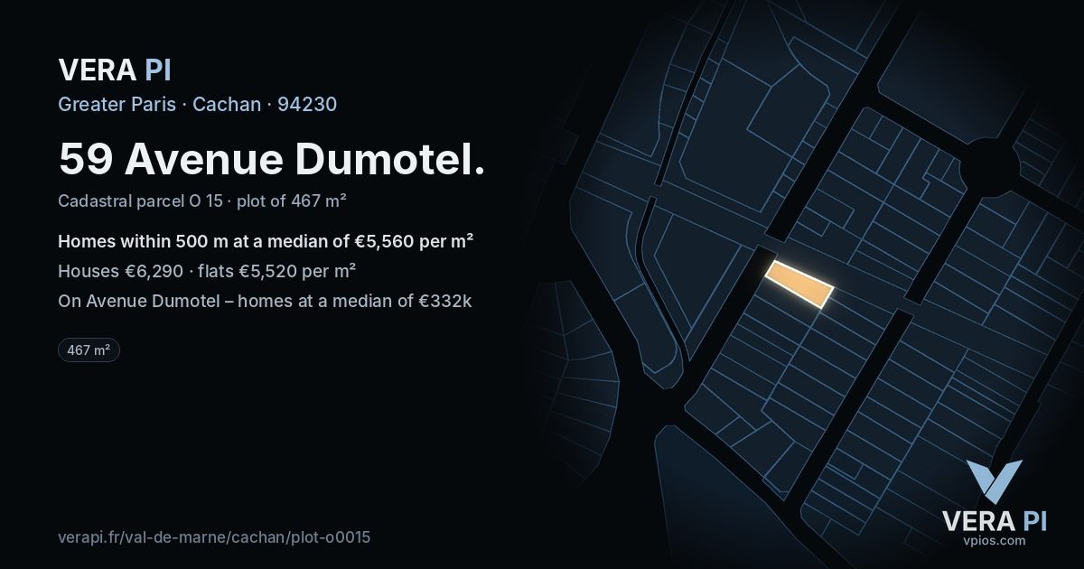 59 Avenue Dumotel, Cachan at night – the plot lit, the parcels around coloured by the prices near them