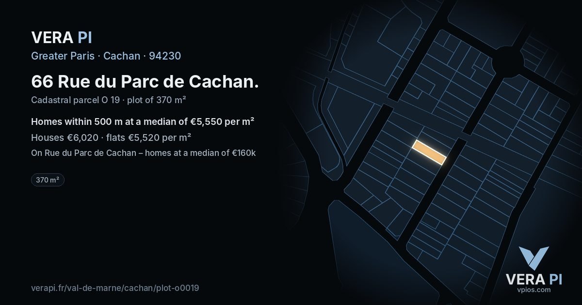 66 Rue du Parc de Cachan, Cachan at night – the plot lit, the parcels around coloured by the prices near them