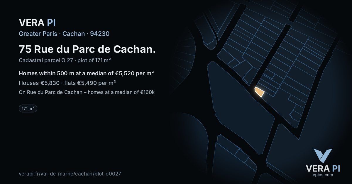 75 Rue du Parc de Cachan, Cachan at night – the plot lit, the parcels around coloured by the prices near them