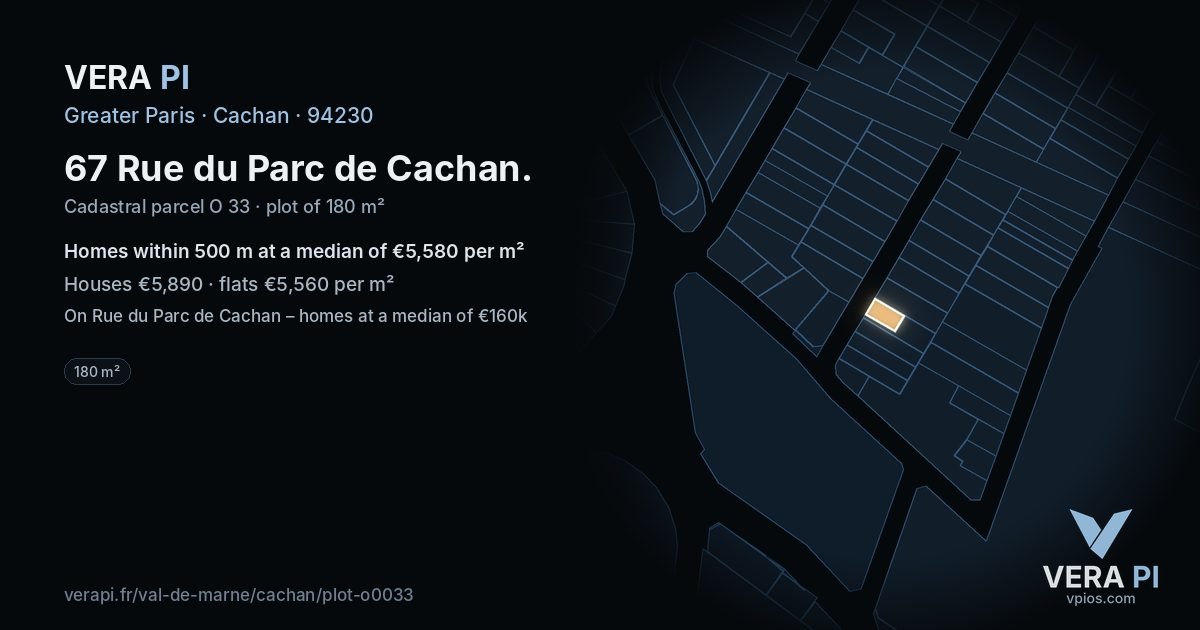67 Rue du Parc de Cachan, Cachan at night – the plot lit, the parcels around coloured by the prices near them