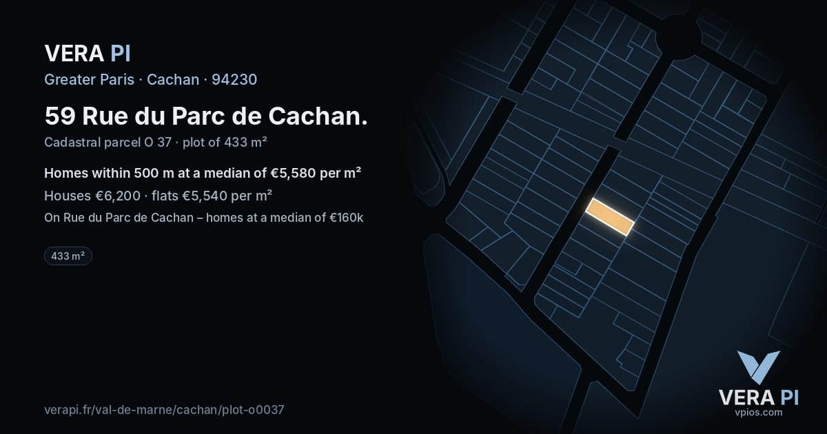 59 Rue du Parc de Cachan, Cachan at night – the plot lit, the parcels around coloured by the prices near them