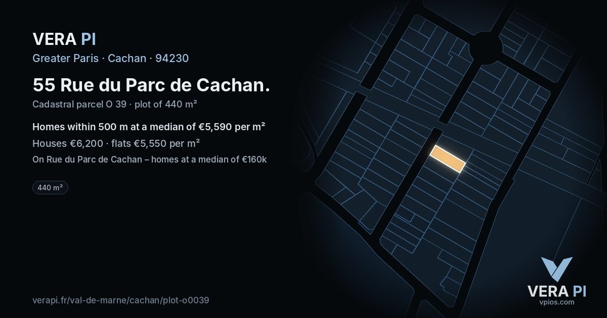 55 Rue du Parc de Cachan, Cachan at night – the plot lit, the parcels around coloured by the prices near them