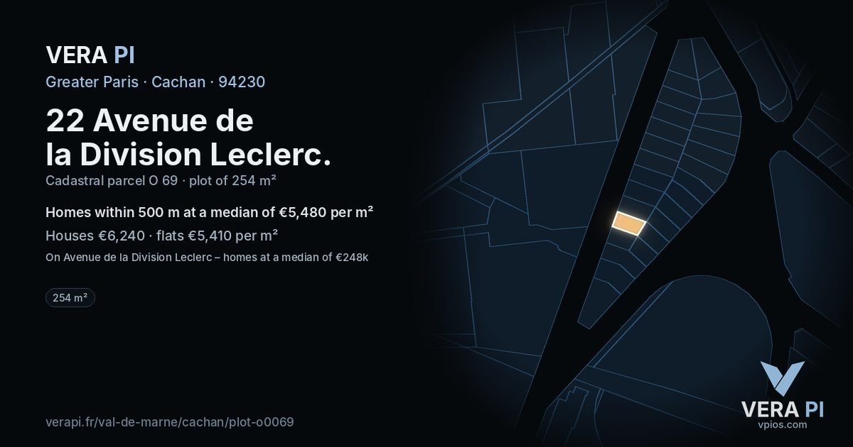 22 Avenue de la Division Leclerc, Cachan at night – the plot lit, the parcels around coloured by the prices near them