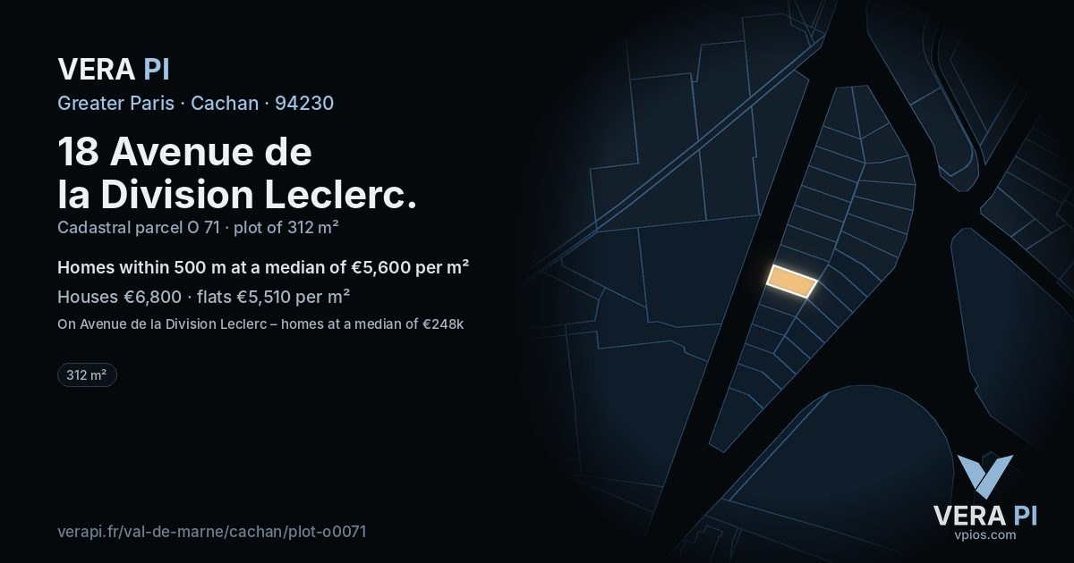 18 Avenue de la Division Leclerc, Cachan at night – the plot lit, the parcels around coloured by the prices near them