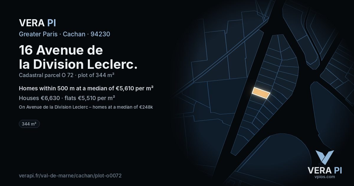 16 Avenue de la Division Leclerc, Cachan at night – the plot lit, the parcels around coloured by the prices near them