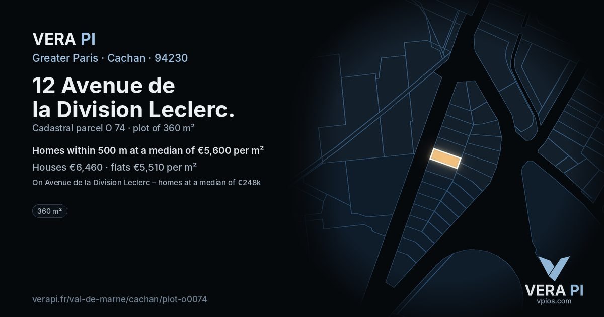 12 Avenue de la Division Leclerc, Cachan at night – the plot lit, the parcels around coloured by the prices near them